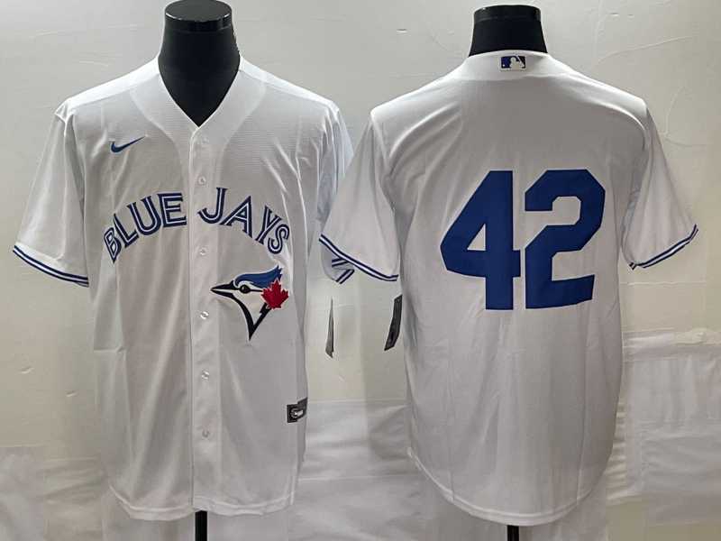 Mens Toronto Blue Jays #42 Jackie Robinson White Cool Base Stitched Jersey